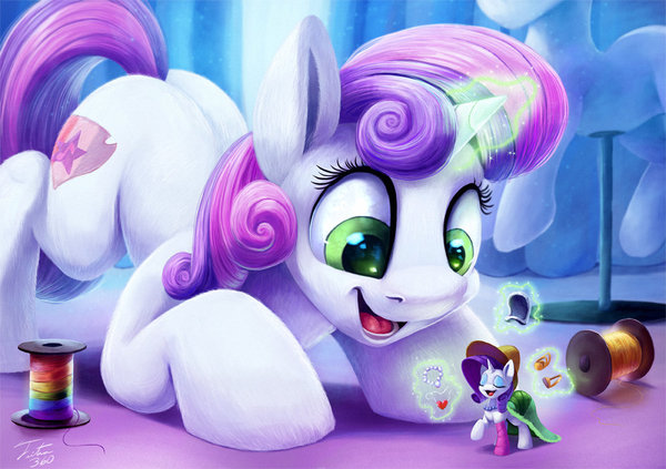 Dress Up - My little pony, PonyArt, Sweetie belle, Rarity, Tsitra360