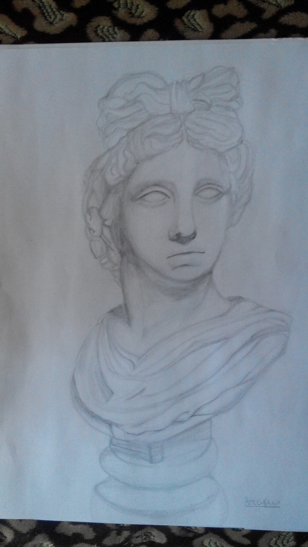 The first experience in drawing a plaster bust - My, Apollo, My, Drawing, Bust