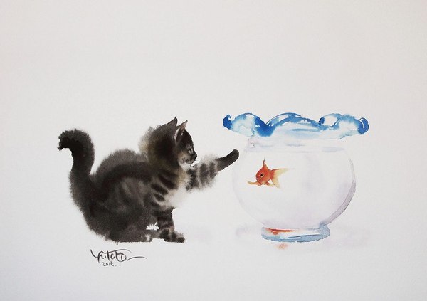 Author: Yutaka Murakami - cat, Gold fish, Petersburg cats