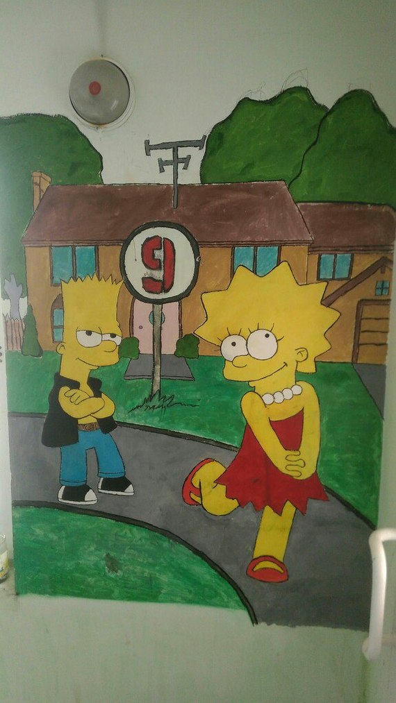 Driveway creativity - My, Entrance, The Simpsons, Drawing, Longpost, Bar u Mo, Homer Simpson, Marge Simpson, Lisa Simpson, Bart Simpson, , Maggie Simpson