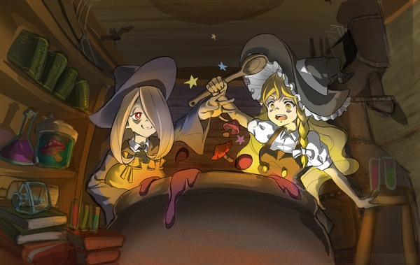 Ведьмочки! - Touhou, Little Witch Academia, Аниме, Не аниме, Kirisame Marisa, Sucy Manbavaran, Crossover, Кроссовер