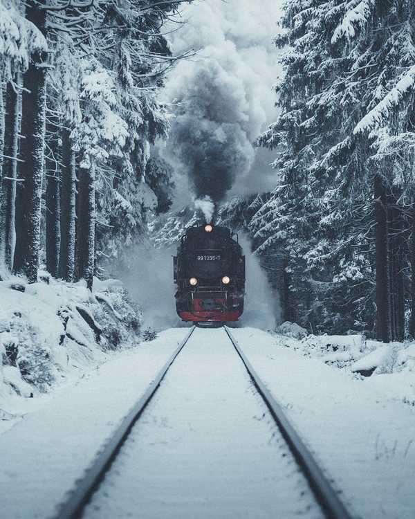 Полный вперед - Поезд, Снег, Зима, Паровоз