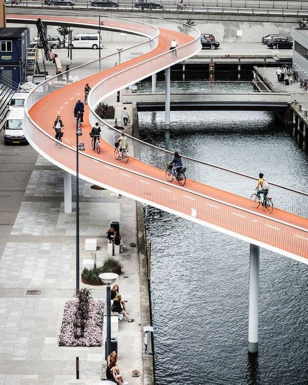 Bicycle bridge, Copenhagen, Denmark - A bike, Bike path, Denmark