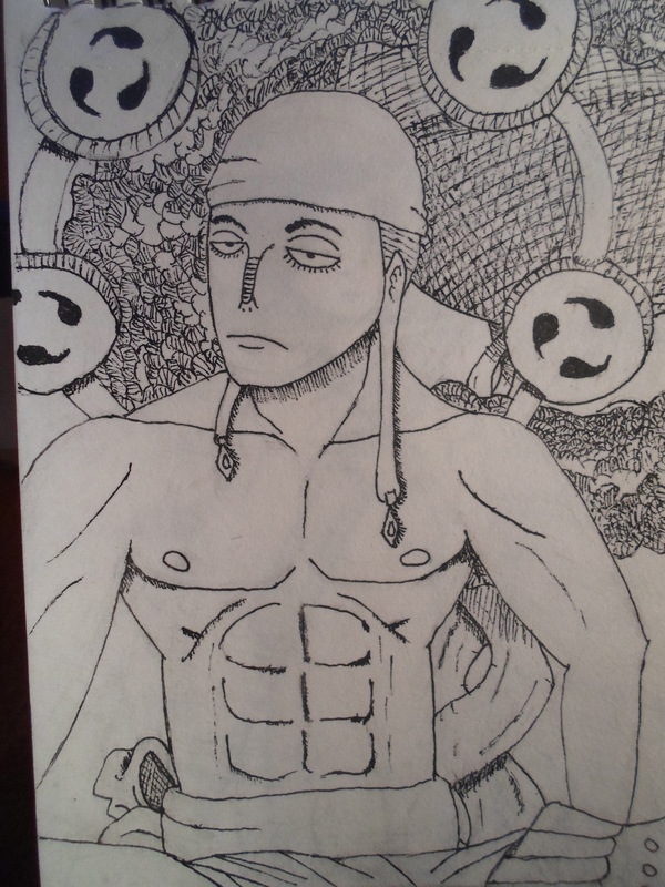 First drawing - My, Drawing, One piece, Anime, Pen drawing