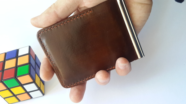 A simple clip from the remnants of the skin + Process. Long Post - My, Leather products, Leather, Handmade, Leather craft, Longpost, Leather, Wallet