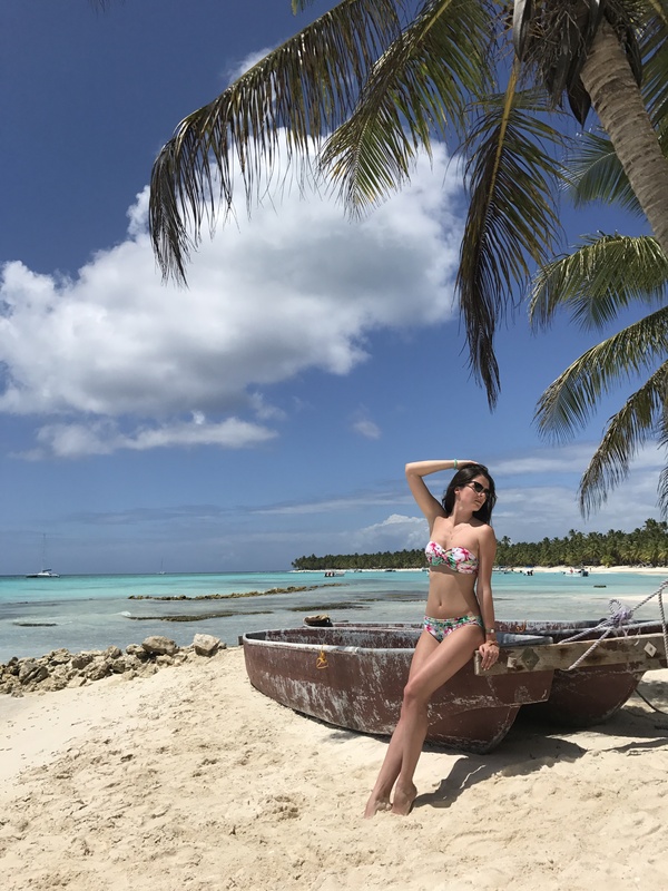 O. Saona - My, Island, , A boat, Girls, Sand, Caribbean Sea, The photo, Palm trees