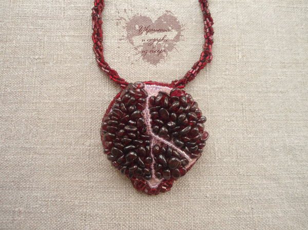 When you want fruit - My, Pendant, Brooch, Garnet, Handmade, Beads