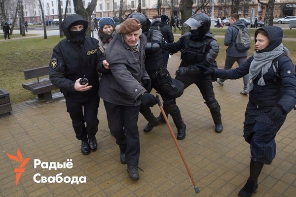 Freedom and democracy in Belarusian - Republic of Belarus, freedom day, Riot police, Grandfather, Politics