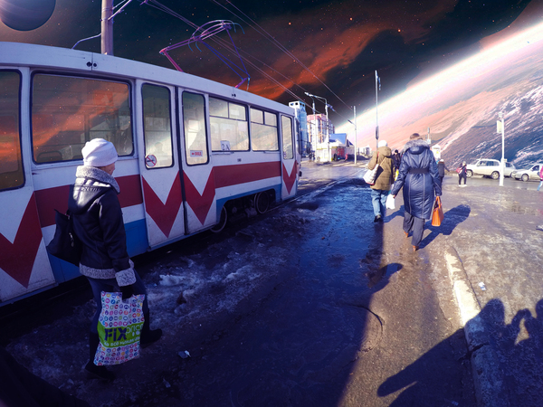 We will build municipal transport on any planet... - My, Art, Space, Creation, Tram, Action camera, Atmosphere, Photoshop