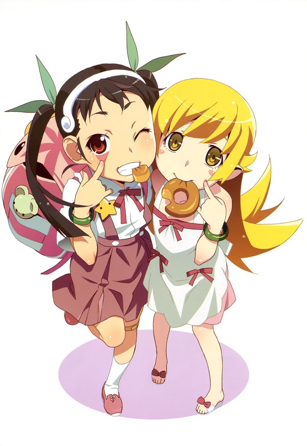 Two eternal shilopopye. - Monogatari series, Anime art, Shinobu oshino, Hachikuji Mayoi, Anime, Drawing