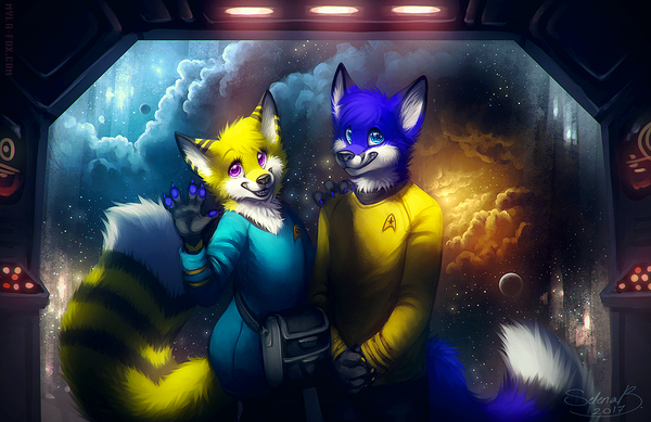 Vulcan salute - Furry, Anthro, Art, Crossover, Star trek, Mylafox