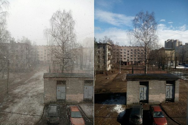 One hour difference. - My, Interesting, Saint Petersburg, March, Winter, The photo