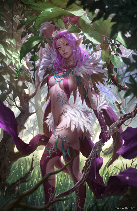 Forest of the Elves. - Art, Forest, Elves, Female, Archers, Pink hair, Women