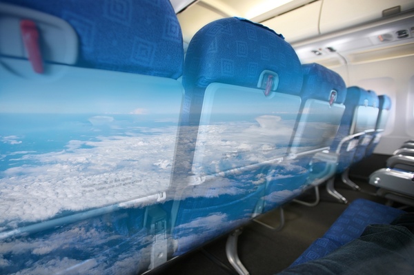 Seats on the plane. - Airplane, Armchair, Sky