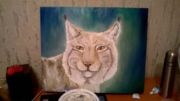 More oil - My, Painting, Butter, Paints, Drawing, Painting, Oil painting, Lynx, Landscape