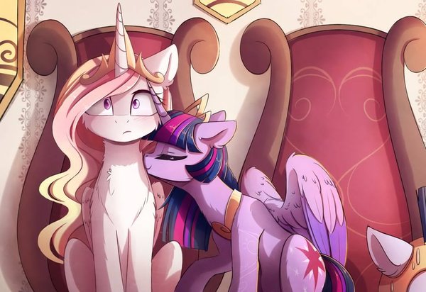 Indiscret lover - My Little Pony, PonyArt, Princess Celestia, Twilight sparkle, Шиппинг, MLP Lesbian, Magnaluna