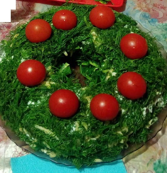 Salad Christmas wreath. - My, Cooking, Holidays, Food, Longpost