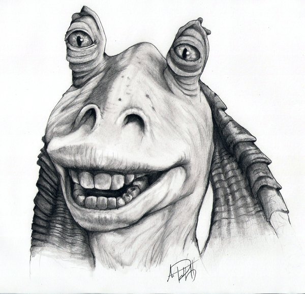 Positive and good-natured Jar Jar Binks - Star Wars, Art, Longpost