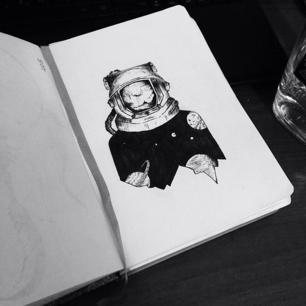 A bit of astronautics! - Drawing, My, Liner, Космонавты