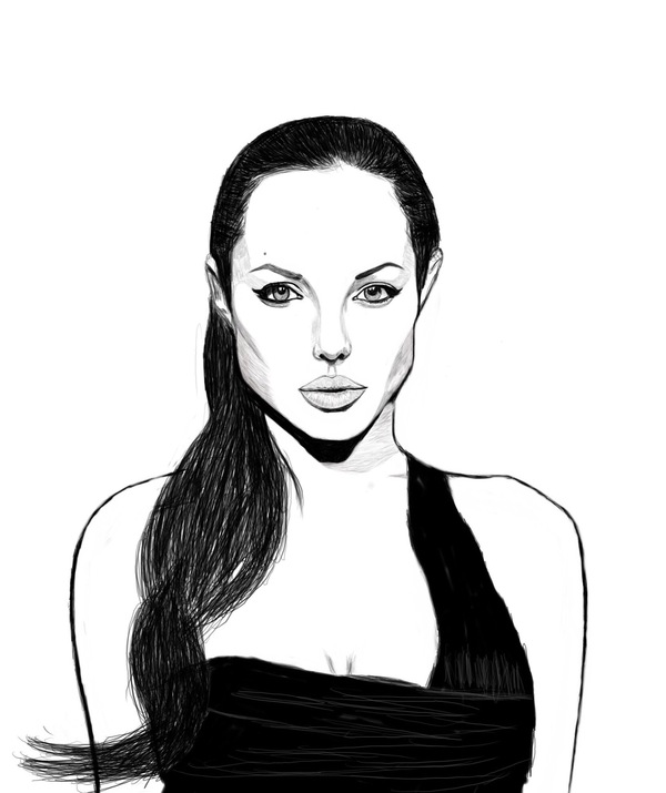 Criticize me completely - My, Drawing, Angelina Jolie