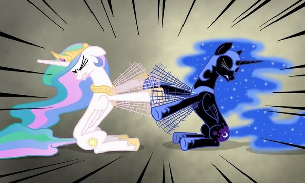 Epic battle My Little Pony, Ponyart, Princess Celestia, Nightmare Moon, Underpable