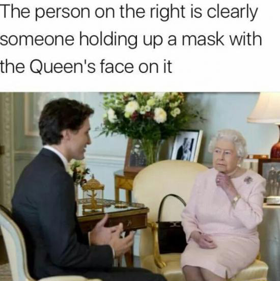 Who is behind the mask? - Humor, Conspiracy, Queen Elizabeth II, Mask, The photo, Translation, Keeps