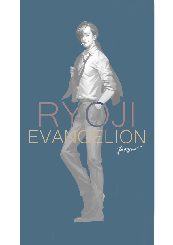 Fan art for Evangelion , Anime Art, Evangelion, Shinji Ikari, Asuka Langley, Misato Katsuragi, Nagisa Kaworu, Ryoji Kaji, 