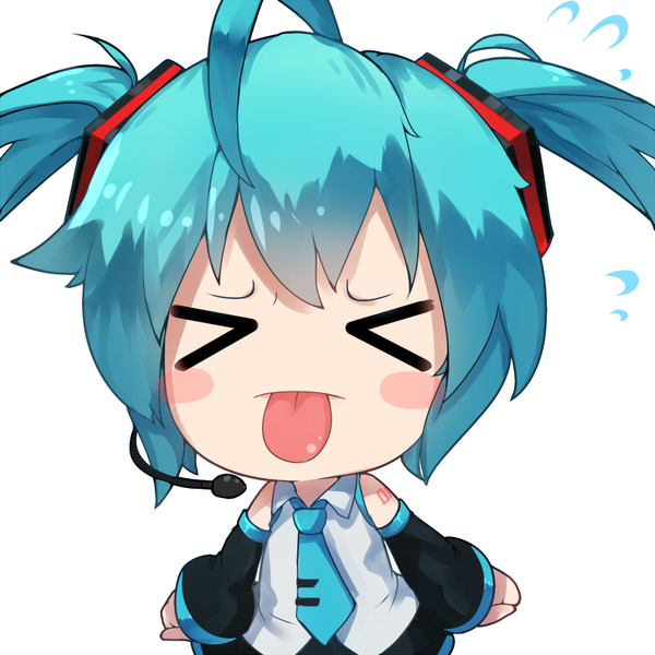 Hatsune Miku [chibi > <] - Anime, Art, Anime art, Hatsune Miku, Vocaloid, Chibi