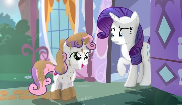 Yay Mud! - My little pony, PonyArt, Sweetie belle, Rarity