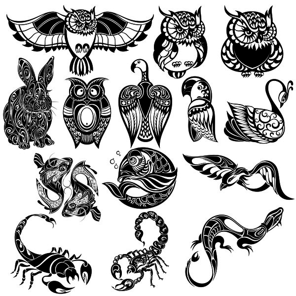 Vector animals in the form of patterns - Plotter, Longpost, Dxf, , Laser cutting, , Clipart, Vector graphics
