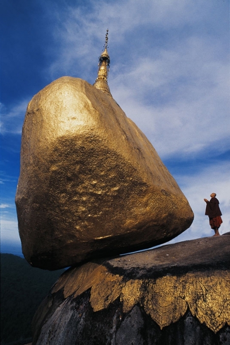 Golden Stone Pagoda, Burma - Shrines, A rock, Informative, Interesting, GIF, Video, Longpost