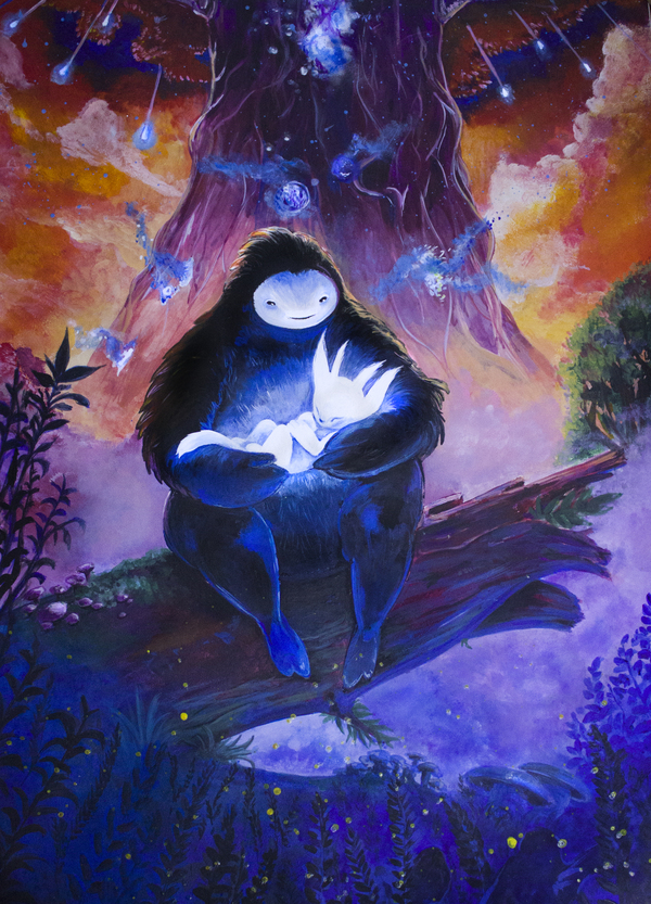 Ori and the Blind Forest fan art - My, Orient and the blind forest, Fan art, My, Acrylic, Drawing, Painting