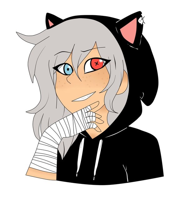 Cute but Deadly (Art) - My, Art, Human, Eyes, Buttons, Hood, Ear, Black, Freckles