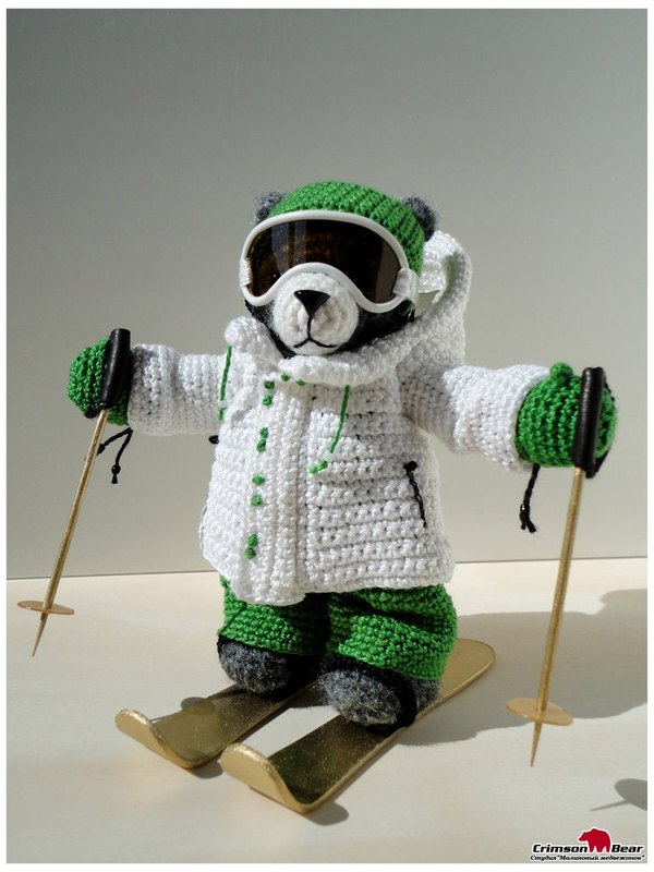Teddy bear skier and paratrooper squad - My, Skiers, Parachutists, Paratroopers, Needlework, Souvenirs, Bears, Knitting, Longpost