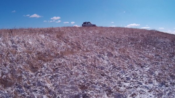 April. Filmed in the vicinity of Krasnoyarsk, while taking the dog for a walk. - My, Krasnoyarsk, Mitsubishi Pajero, April