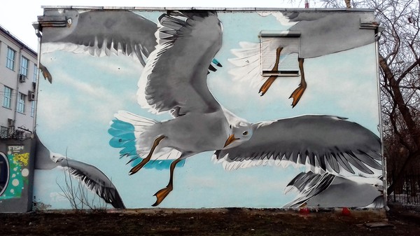 Graffiti should decorate the walls, not disfigure them. - My, Graffiti, Street painting, Street art, Birds, Longpost