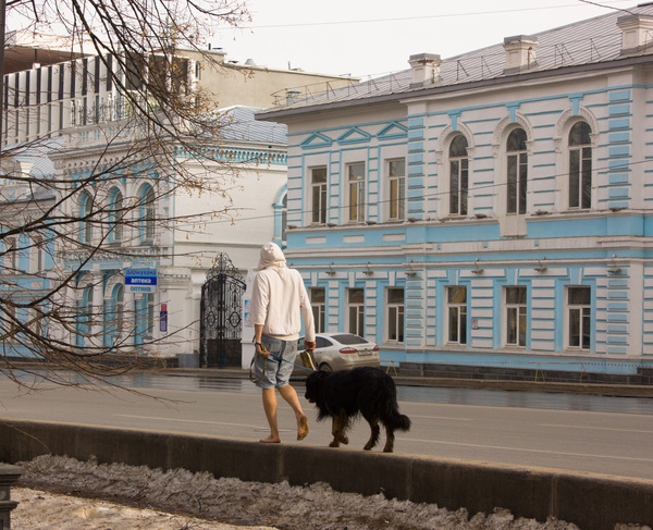 When tired of waiting for summer. - My, Barefoot, City walk, The photo, Seasonal exacerbation, Dog, Walking, Ufa