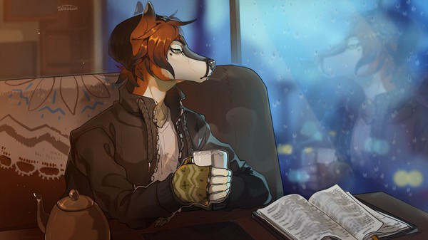 Rainy day - Furry, Anthro, Art, 