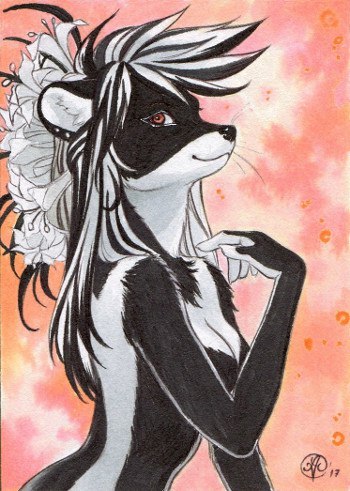 ACEO by Neko - Furry, Art, Aceo, Neko-Artist, Skunk, Fox, Watercolor, Longpost