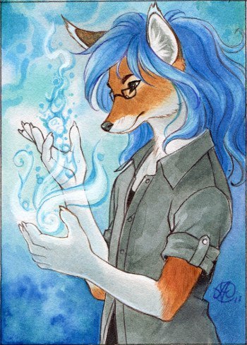 ACEO by Neko - Furry, Art, Aceo, Neko-Artist, Skunk, Fox, Watercolor, Longpost