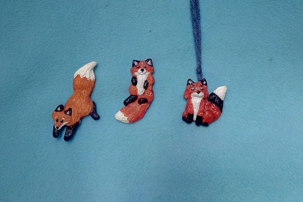 Chanterelles - My, Polymer clay, Pendant, Brooch, Handmade, Fox