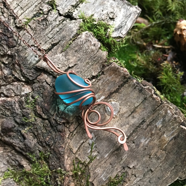 Copper and glass pendants - My, Copper, Copper jewelry, Wire wrap, , Longpost