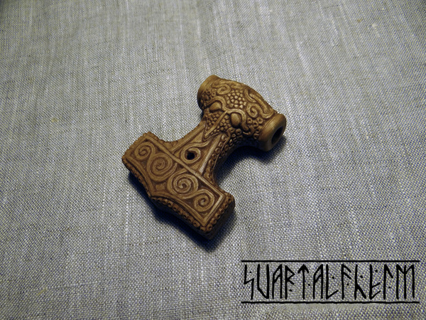 Pendant Mjolnir - My, Wood carving, My, Handmade, Thor's Hammer, Pendant, Longpost, Mjolnir