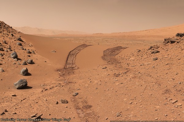 Следы Кьюриосити на марсианском песке