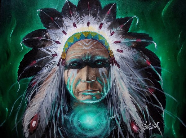 The Omen. Canvas 30*40. oil paints - My, Indians, Leader, Creation, Art, Mystic, Butter, Magic, Drawing