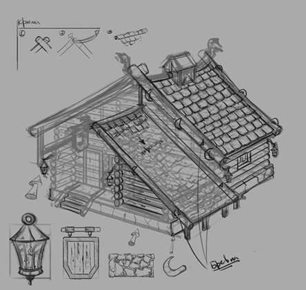 Night is coming - briefly about how the Residential Hut was made - My, Game development, Unity, Инди, Drawing, Games, Gamedev, Indie, Longpost