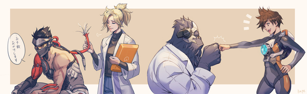 After training - Tracer, Winston, Mercy, Genji, Overwatch, Blizzard, Art, Hage