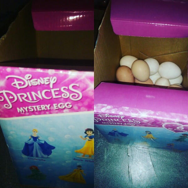 Parents handed over from the village a whole box with mysterious eggs. intriguing - My, Kinder Surprise, Coincidence, Humor, Box, Walt disney company, Disney princesses