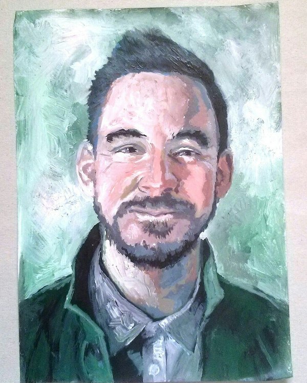 Mike Shinoda portrait in acrylics. - My, Acrylic, Painting, Linkin park, Mike Shinoda, , Longpost