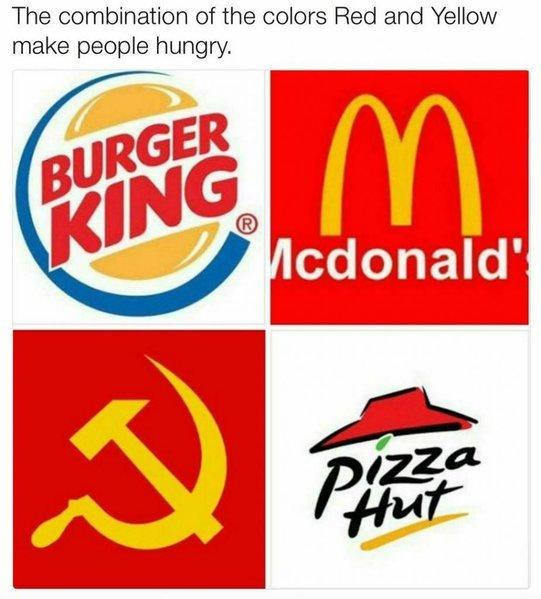 The combination of red and yellow makes people hungry - the USSR, Fast food